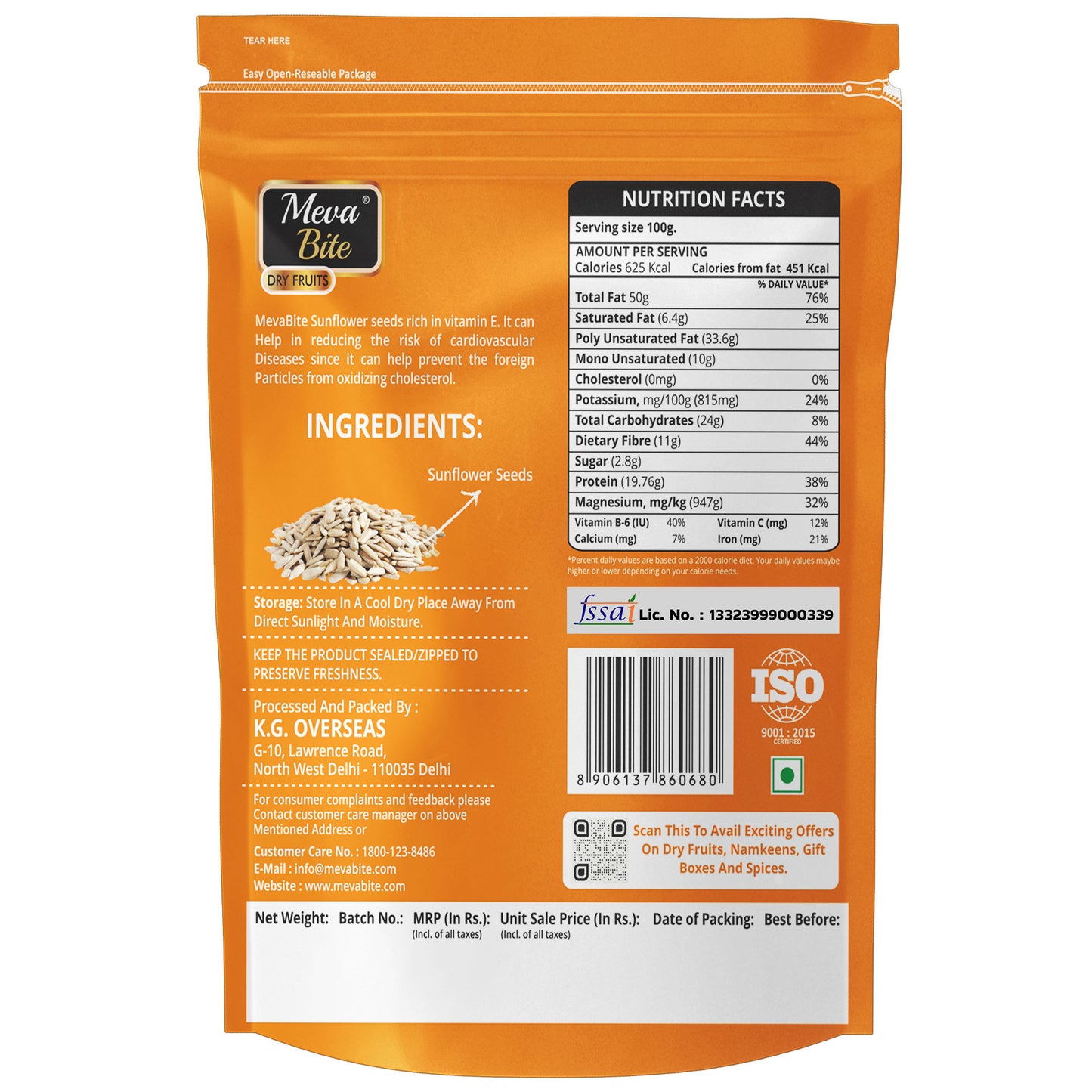 Sunflower Seeds 200g Zipper