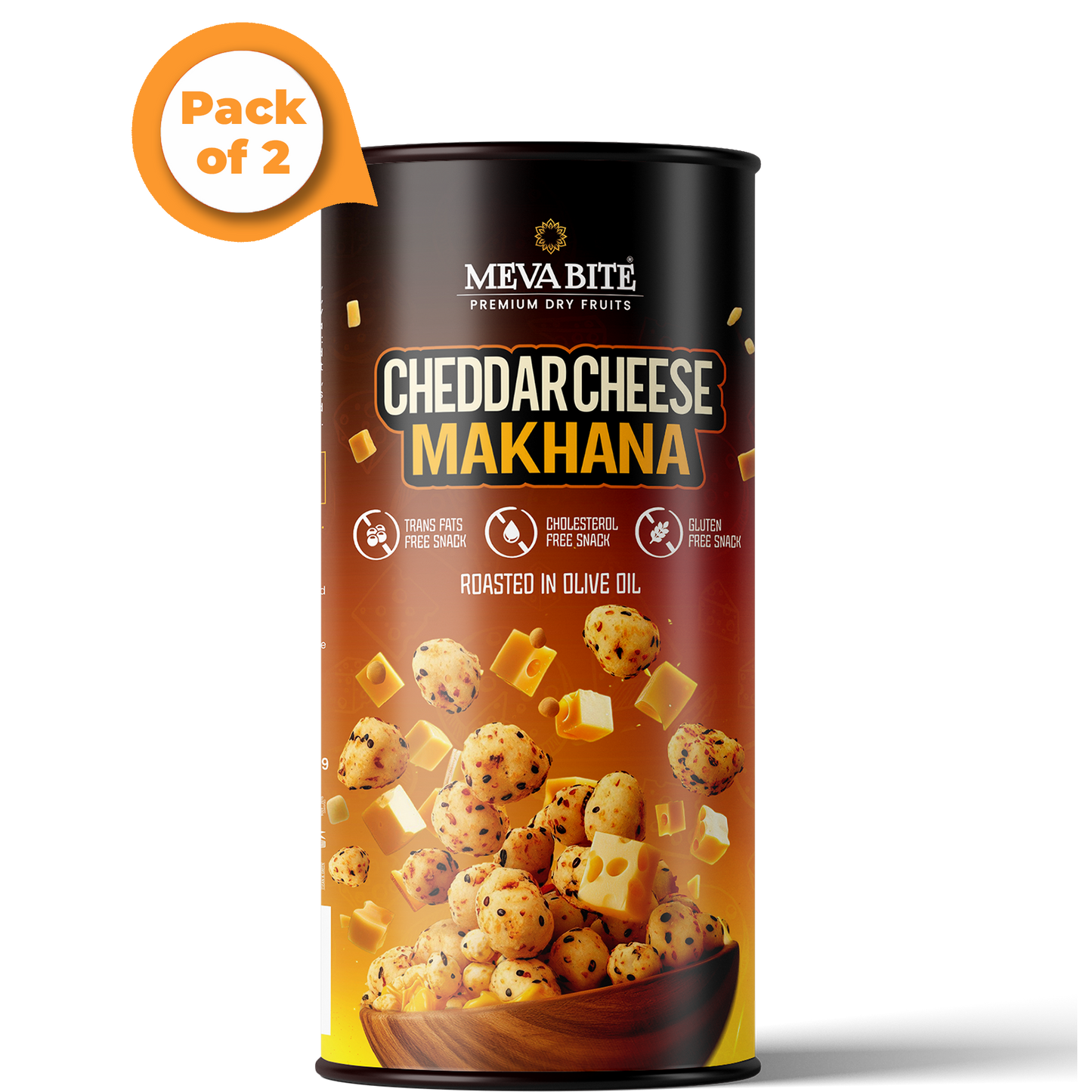Cheddar Cheese Makhana 80g Jar - Pack of 2 (Total 160g)