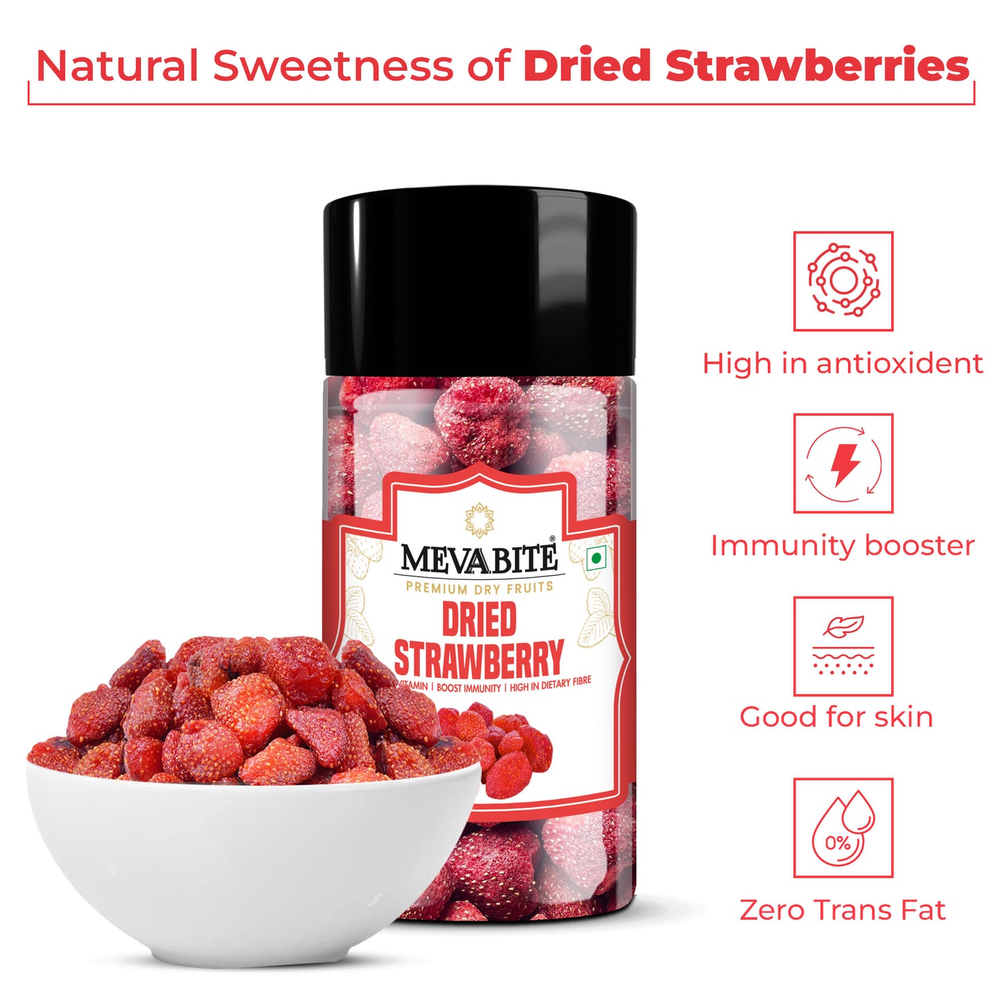 Dried Strawberry 250g Jar