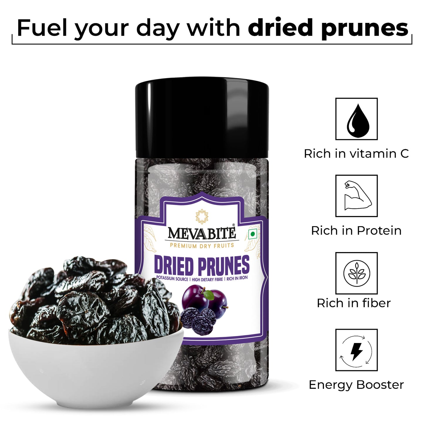 Dried Pitted Prunes 250g Jar