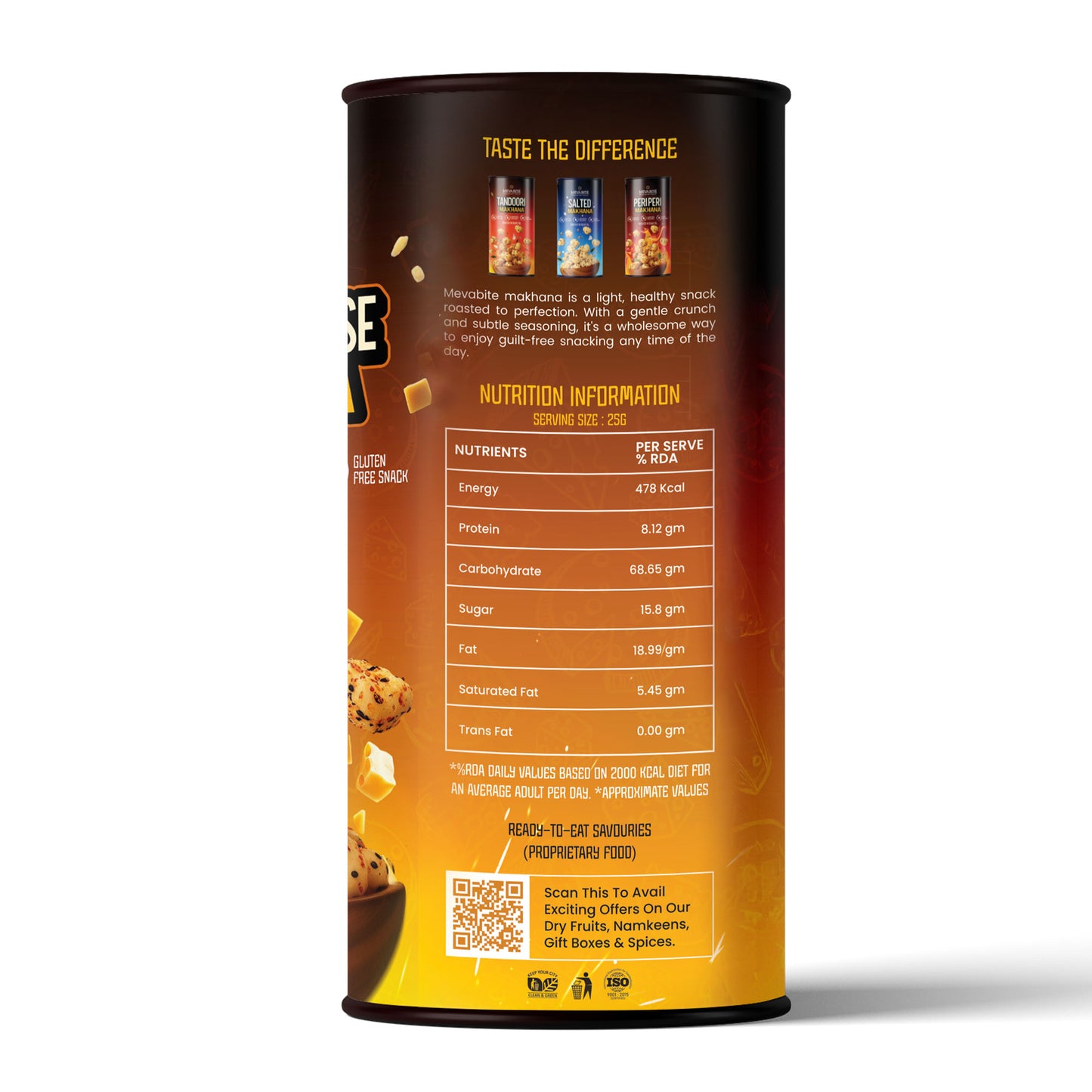 Cheddar Cheese Makhana 80g Jar - Pack of 2 (Total 160g)