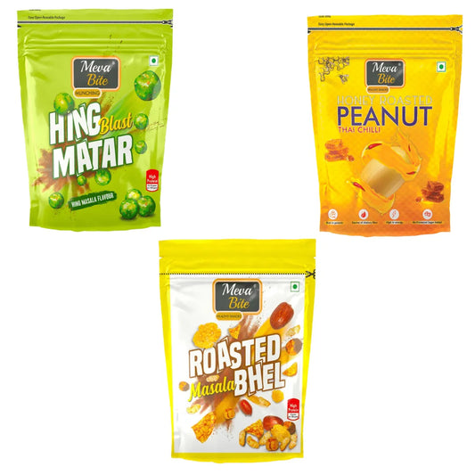 Roasted Bhel | Honey Roasted Peanut | Hing Matar Combo | Mevabite, MevaBite