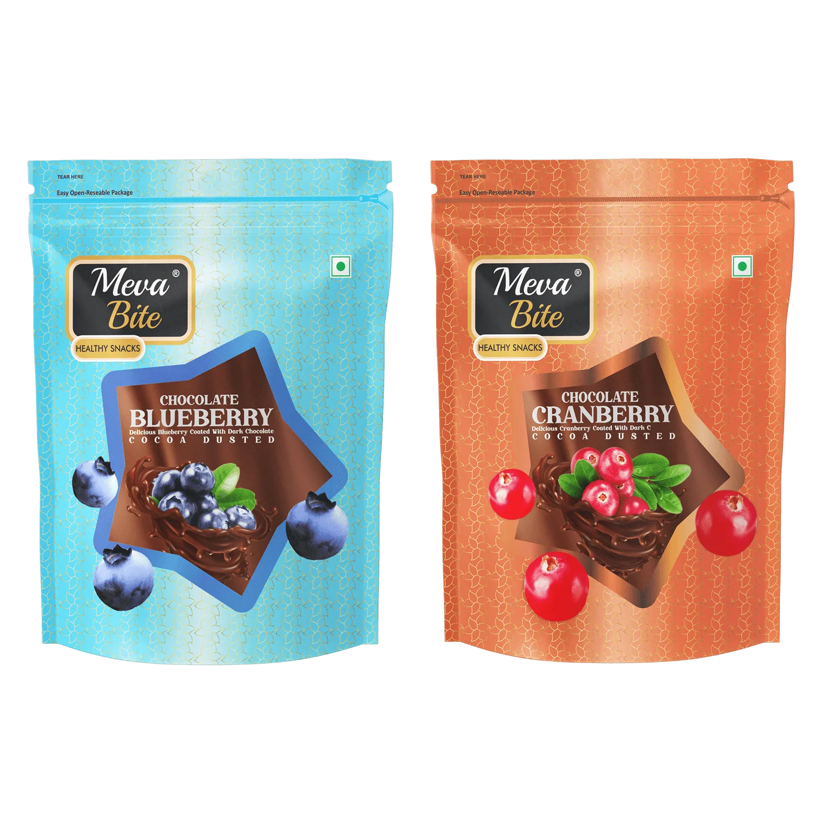 Chocolate Cranberry & Chocolate Blueberry, Munching Range, Snack Foods, MevaBite